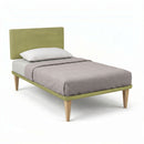 Letto Singolo con Rete Rivestita Microfibra Tè Verde Tessis Testata Flat Varie Misure