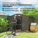 Casetta Box da Giardino Porta Attrezzi 277x195x192 cm con Porte Scorrevoli in Acciaio Marrone 