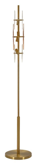 Lampada da Terra Osaka 30x30x164 cm in Ferro e Vetro Oro e Marrone e Trasparente      