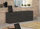 Credenza 1 Anta + 6 Cassetti 170x40x73 cm Metis Antracite Lucido