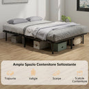 Letto Matrimoniale Industriale 190x140x31 cm a 28 Doghe con Spazio Contenitore in Legno e Acciaio Nero e Legno      