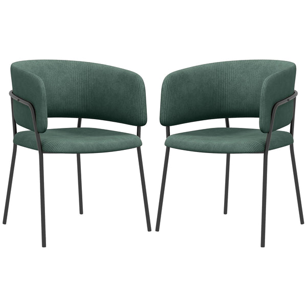 Set 2 Sedie Stile Moderno 57x53x73 cm in Velluto e Acciaio Verde online