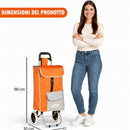 Carrello per la Spesa Zeus Trolley con Rivestimento Termico 35x30x90 cm e Ruote Arancione      