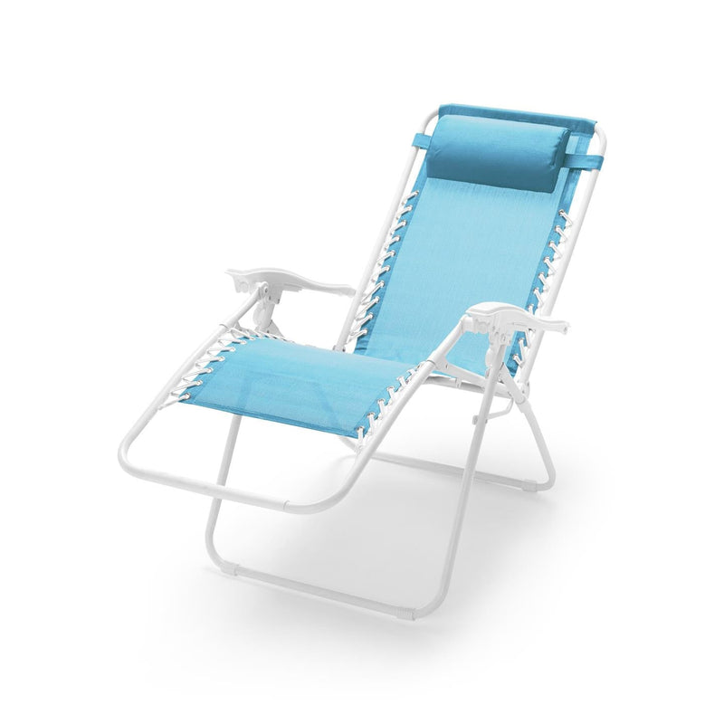 Sedia Sdraio Reclinabile Pieghevole in Ferro Taddei Gran Relax Azzurra