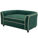 Cuccia Divano per Cani Taglia Piccola e Media con Cuscino 79x56x35 cm in Velluto Verde Scuro 