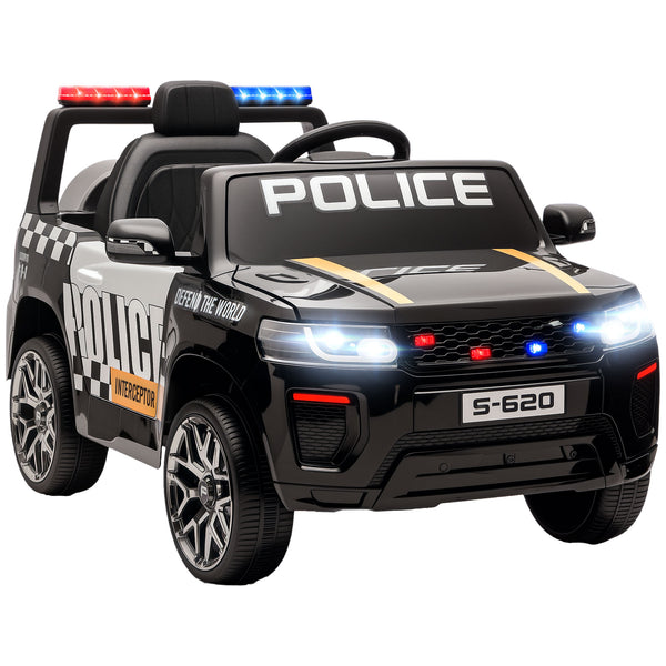 online Macchina Elettrica per Bambini Polizia con Telecomando Doppio Motore 12V con Sirena e Fari Nero