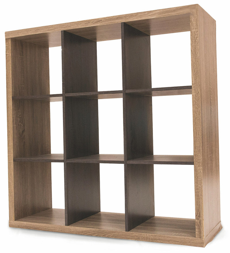 Libreria 9 Ripiani 113x113x39 cm in MDF Soriani Marrone Chiaro e Scuro