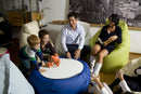 Poltrona Pouf e Tavolino in Acrilico Pomodone Royal Blu