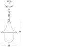 Lampada Lampara Sospesa Colore Nero per Esterno Linea Marine Sovil