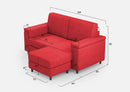 Divano 2 Posti con Pouf 168x145x85 cm Marrak in Tessuto Rosso