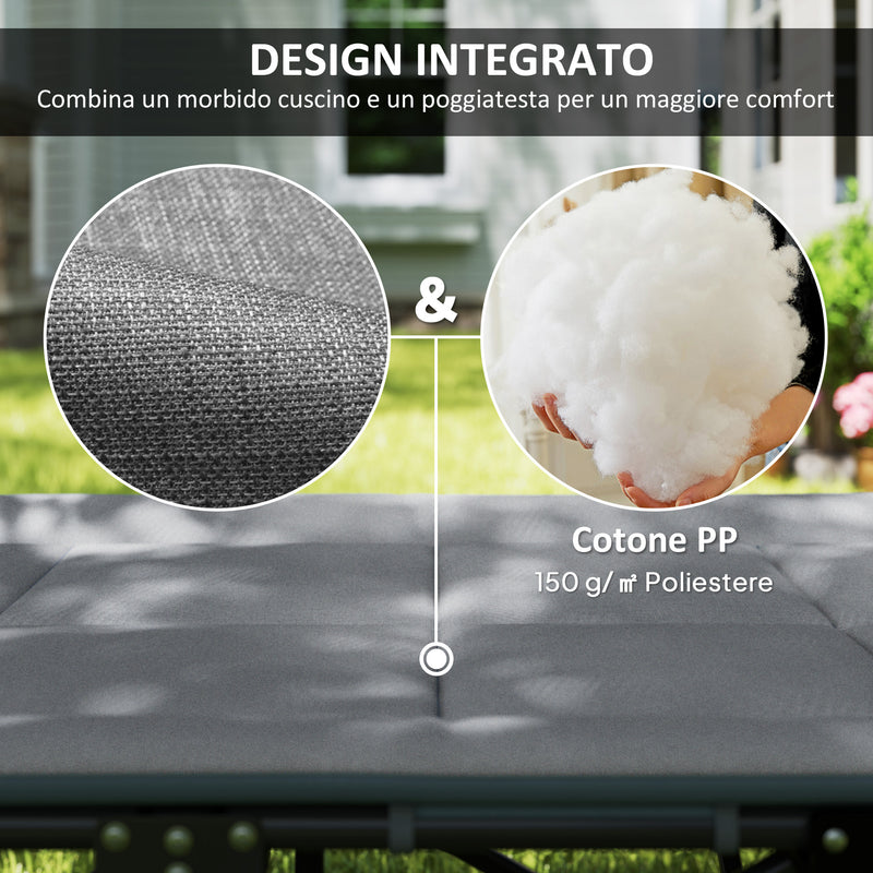 Lettino da Campeggio Pieghevole 187x67x37 cm per Adulti con Cuscino Integrato Grigio   
