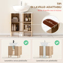 Mobile Sottolavabo a 2 Ante con Ripiano Effetto Marmo e Mensola Regolabile 60x30x63 cm in MDF Rovere      