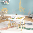 Set Tavolo con 2 Sedie per Bambini Orecchie di Coniglio Bianco  