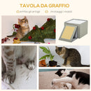 Cuccia per Gatti Pieghevole 73x42x34 cm in MDF e Sisal Grigio e Bianco