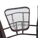 Set Tavolino e 2 Sedie a dondolo da Giardino in Acciaio e Tessuto Marrone 195x88x92 cm 