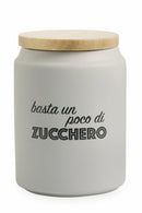 Barattolo Zucchero con Scritta Ø11x15 cm in Gres con Coperchio in Bambù VdE Tivoli 1996