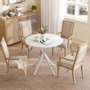 Tavolo da Pranzo Rotondo Stile Industriale Ø80x75 cm con Gambe a Croce in Acciaio Bianco      