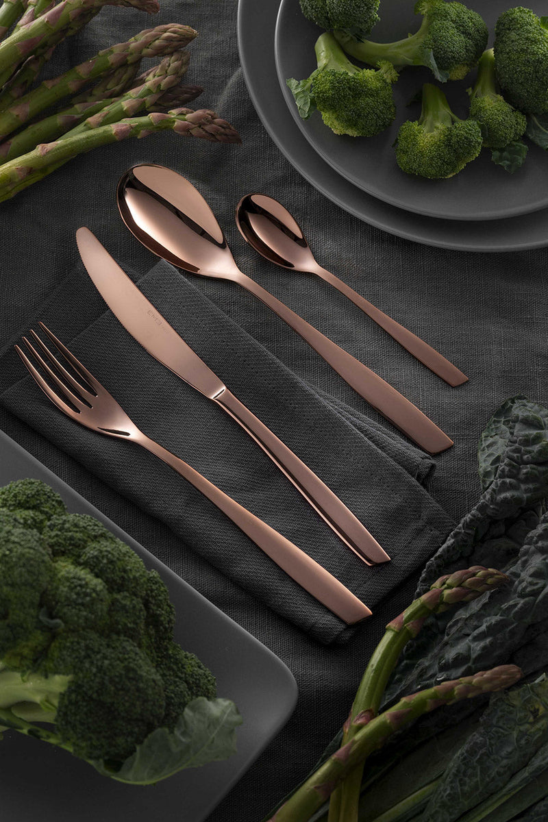 Servizio Set di Posate 24 Pezzi in Acciaio 18/10 PVD Eme Eleven Chocolate