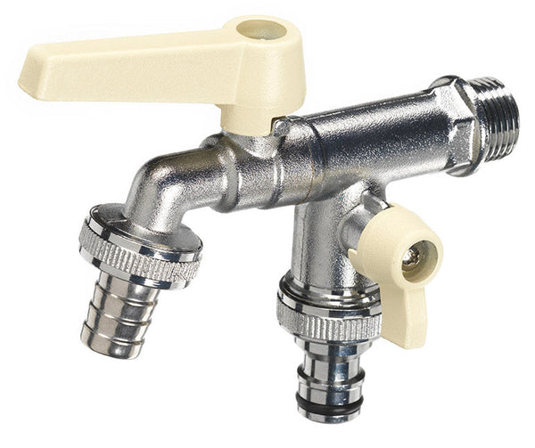 Rubinetto a Sfera Doppio per Fontana da Giardino con Leve Colorate Belfer RUB/027 Avorio online