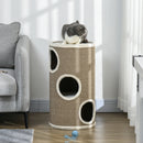 Cuccia per Gatti a 3 Livelli Ø38x70cm con Tiragraffi in Sisal e Peluche Marrone      