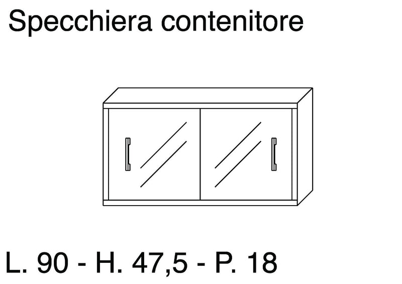 Specchiera 2 Ante in Melaminico 90x18x47,5cm TFT Giava Pino Grigio