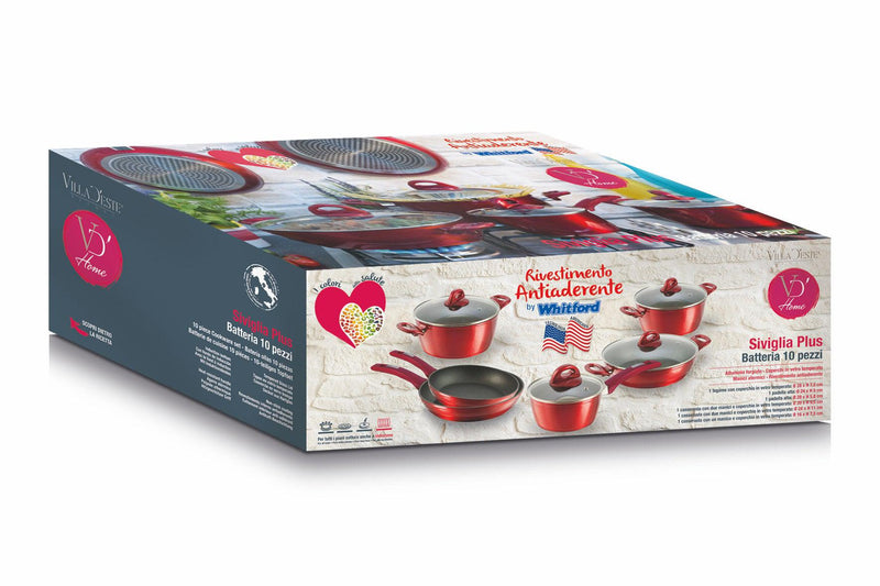 Batteria di Pentole 10 Pezzi in Alluminio Antiaderente Soriani Siviglia Plus