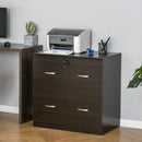 Cassettiera Portadocumenti 74x42x72 cm 2 Cassetti con Chiavi in Truciolare Noce