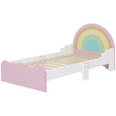 Lettino per Bambini 3-6 Anni con Sponde Laterali Anticaduta 143x74x66 cm in MDF Bianco e Rosa