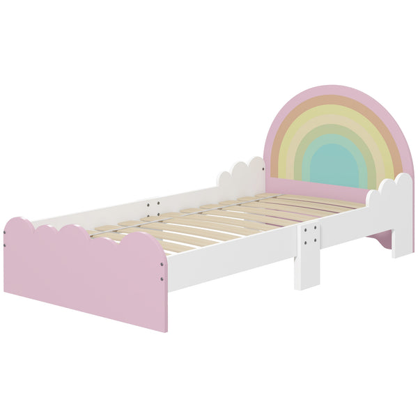 prezzo Lettino per Bambini 3-6 Anni con Sponde Laterali Anticaduta 143x74x66 cm in MDF Bianco e Rosa