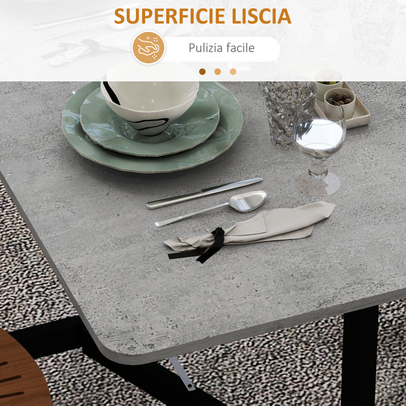 Tavolo Pieghevole Salvaspazio per 4-6 Persone con Ruote 120x80x73 cm Grigio 