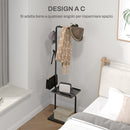 Appendiabiti da Terra a C 3 Ganci Ripiano e Base in Pietra Nero