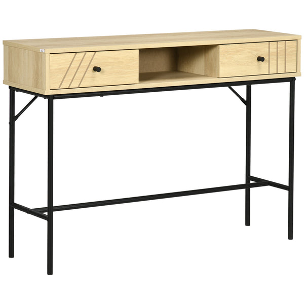 acquista Consolle Fissa 2 Cassetti 110x29,5x78 cm in Legno e Metallo Naturale
