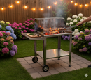 Barbecue a Legna o Carbone Ompagrill Graticola in Tondino di Acciaio Cromato Rivestimento Interno Refrattario e Struttura in Acciaio Inox