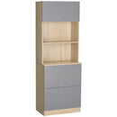 Madia Credenza per Cucina 2 Cassetti e Armadietto 60x38x168 cm in Legno  Grigio