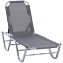 Lettino Prendisole in Alluminio con Schienale Reclinabile a 5 Livelli 163x58,5x91 cm  Argento