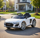 Macchina Elettrica per Bambini 12V Licenza Ufficiale Audi R8 New Spyder con Telecomando e Sedile in pelle Bianco