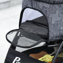 Passeggino per Cani Taglia XS e S 81x48x99 cm con Cesto Cuscino e 2 Guinzagli Nero e Grigio   