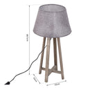 Lampada da Tavolo Paralume in Lino Base in Legno di Paulonia Grigio 68,5 cm 
