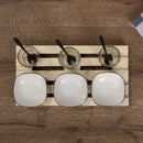 Set Aperitivo Antipasto Vassoio Mini Pallet 28x15x2 cm con Bicchieri e Ciotole in Ceramica Bianco      