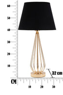 Lampada da Tavolo Ovy Ø32,5x62 cm in Ferro PVC e Tessuto Oro e Nero