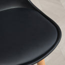 Set 2 Sgabelli Bar 43x43x91 cm con Schienale Poggiapiedi in Acciaio Seduta Imbottita Gambe in Legno e PU Nero      