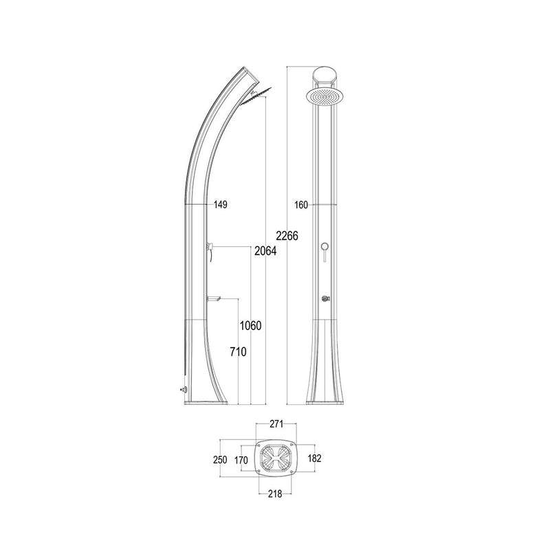 Doccia Solare da Giardino 40L Miscelatore e Lavapiedi Sined Sole XXL Rossa