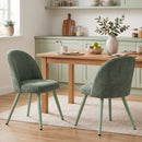 Set 2 Sedie da Pranzo 51x54x84 cm con Seduta Imbottita e Gambe in Metallo in Velluto Verde Scuro      