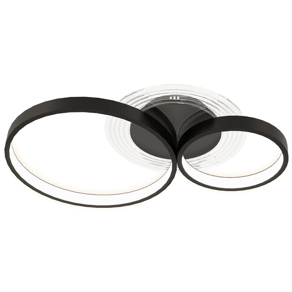 Plafoniera LED Moderna a 3 Anelli 59x8x7,4 cm Potenza 40W in Alluminio e Acrilico Nero online