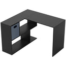 Scrivania Angolare Moderna 110x100x75 cm con Scaffale e Cassetto in Tessuto in Truciolare Nero      