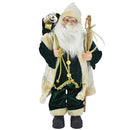 Statuina Babbo Natale Verde Statuetta 40 cm Vestiti in Tessuto Addobbo Natalizio