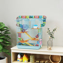 Gabbia per Criceti a 5 Piani 47x30x59 cm con Tubi Colorati e Accessori in Metallo Azzurro  