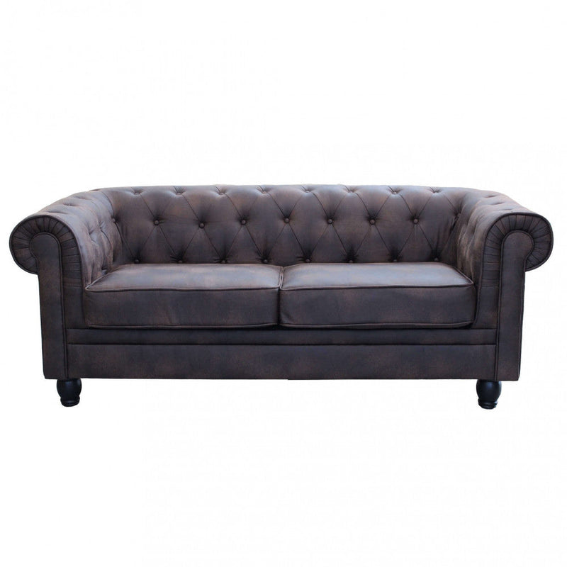Divano 3  Posti Chesterfield 197x74x82 h cm in Similpelle Marrone