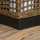 Lampada Solare da Giardino con Pannello di Ricarica 15,5x15,5x46 cm in Acciaio e Rattan Nero e Marrone