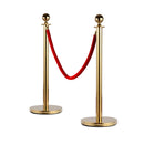 2 Colonnine Separacode Oro con Corda Rossa in Acciaio Inox Ø32x95 cm 